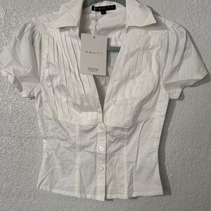 Zenity Women's Elegant White Pleated Blouse